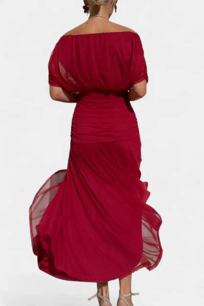 Gemma Beltrozi™ Elegant Off-Shoulder Printed Dress