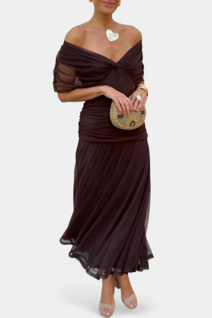 Gemma Beltrozi™ Elegant Off-Shoulder Printed Dress