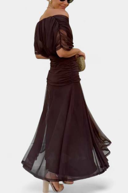 Gemma Beltrozi™ Elegant Off-Shoulder Printed Dress