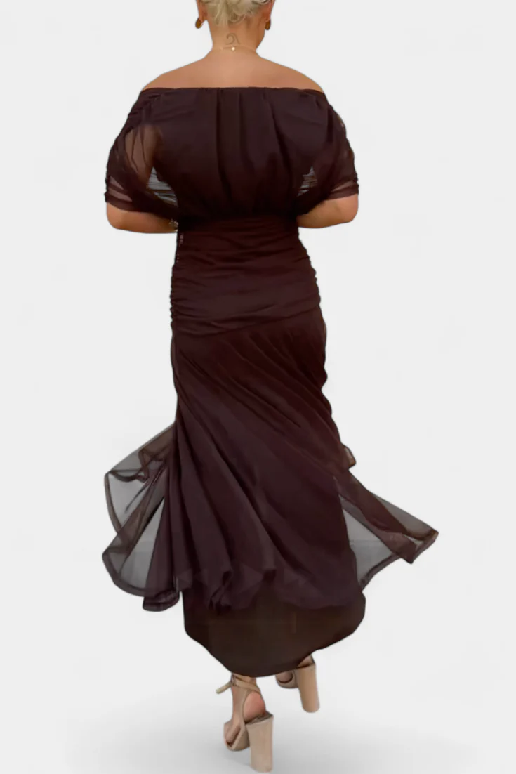 Gemma Beltrozi™ Elegant Off-Shoulder Printed Dress