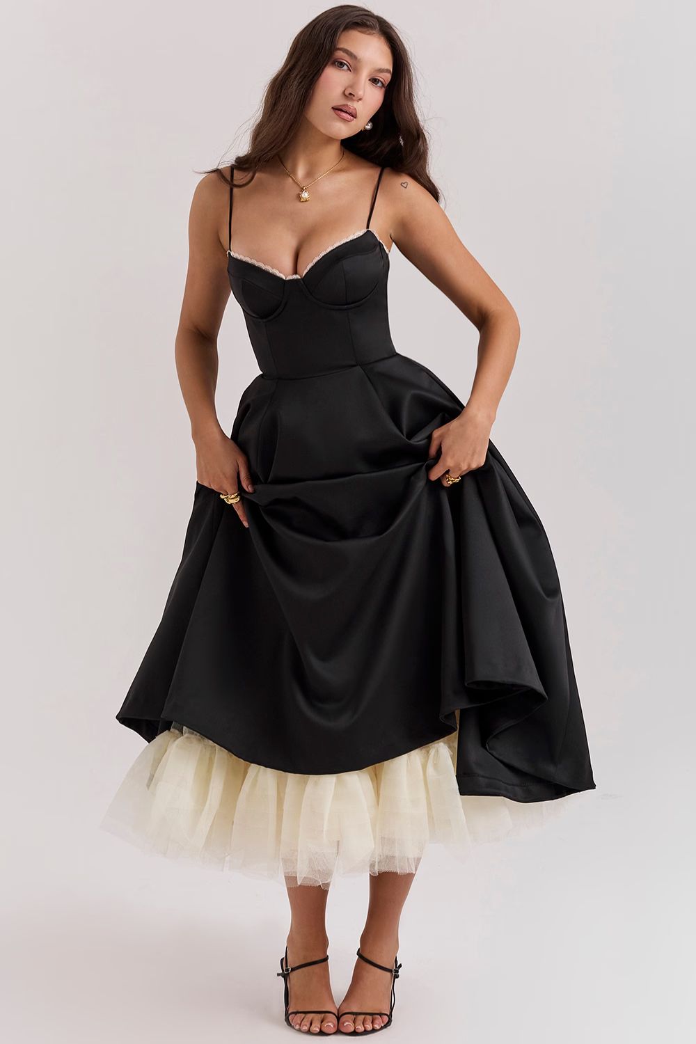 Giacinta Petrilli™ Midi dress with tulle skirt and adjustable straps