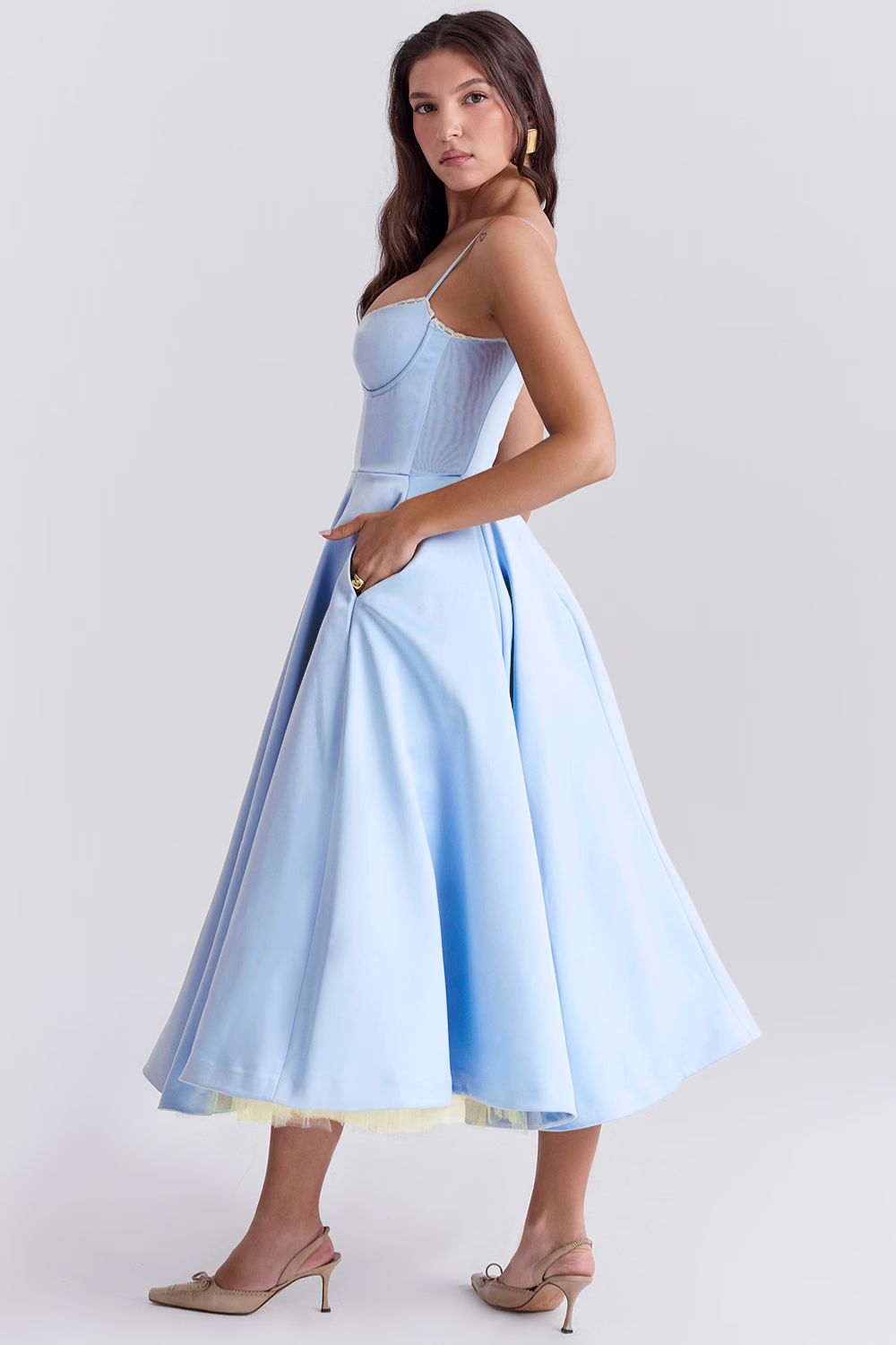 Giacinta Petrilli™ Midi dress with tulle skirt and adjustable straps