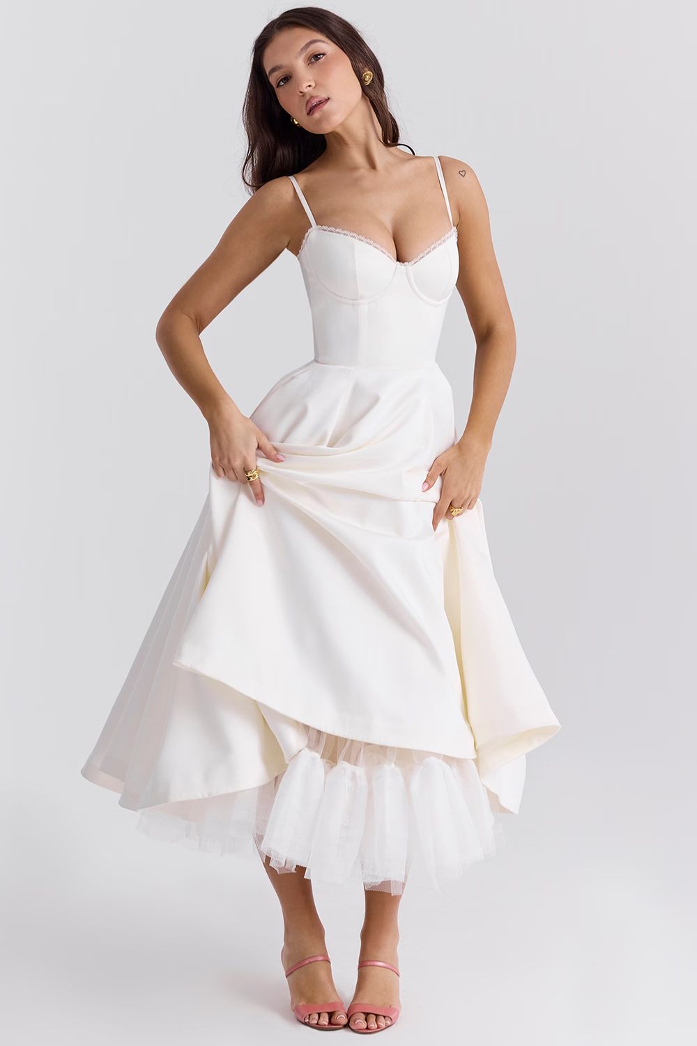 Giacinta Petrilli™ Midi dress with tulle skirt and adjustable straps