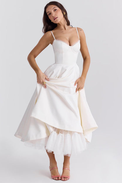 Giacinta Petrilli™ Midi dress with tulle skirt and adjustable straps