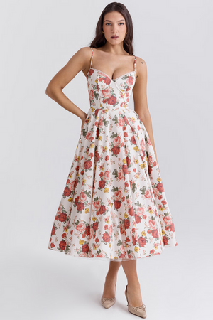 White floral print