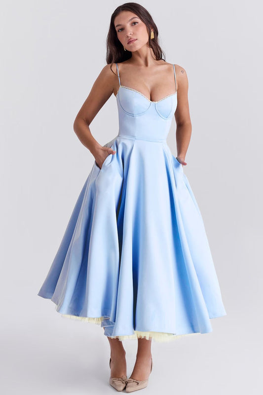 Giacinta Petrilli™ Midi dress with tulle skirt and adjustable straps