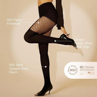 Grazia Frisone™ Women's Sexy Fishnet Mock Thigh High Stockings