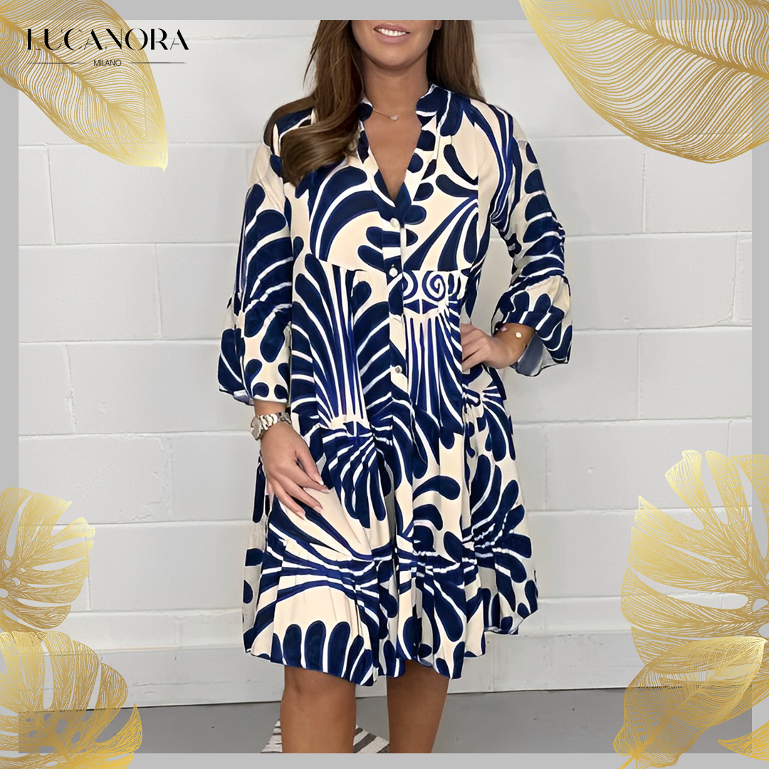 Grazielle™ Casual Loose V-Neck Floral Print Dress