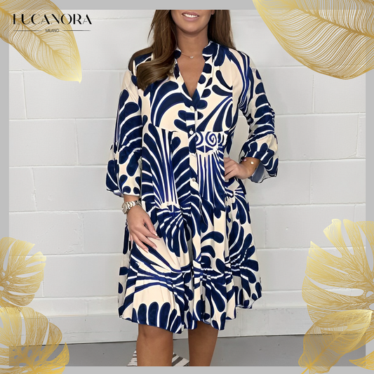 Grazielle™ Casual Loose V-Neck Floral Print Dress