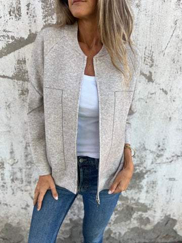 Hana Thatcher™ Casual zipped jacket with round neck
