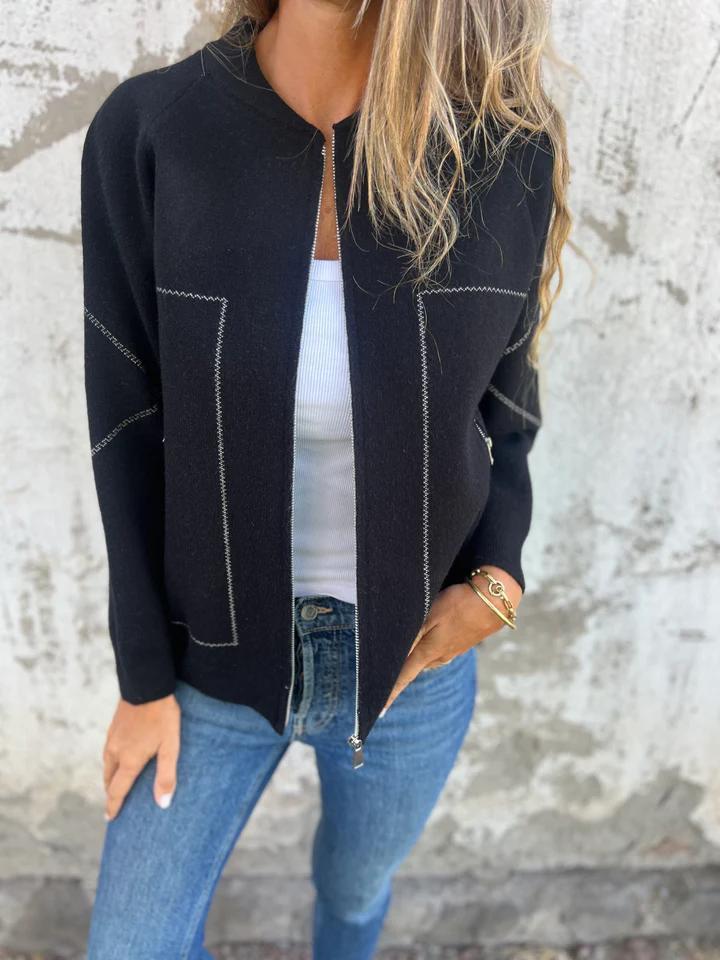 Hana Thatcher™ Casual zipped jacket with round neck