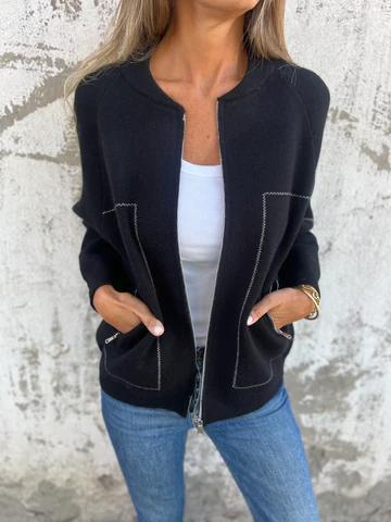 Hana Thatcher™ Casual zipped jacket with round neck