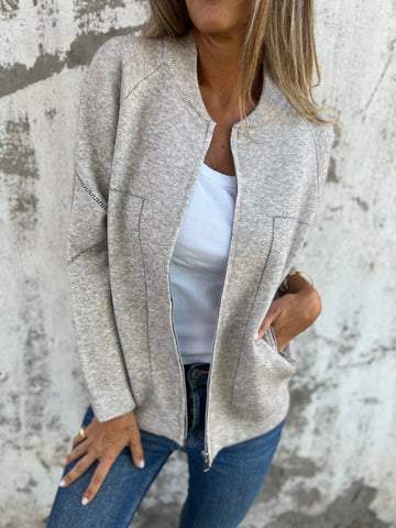 Hana Thatcher™ Casual zipped jacket with round neck