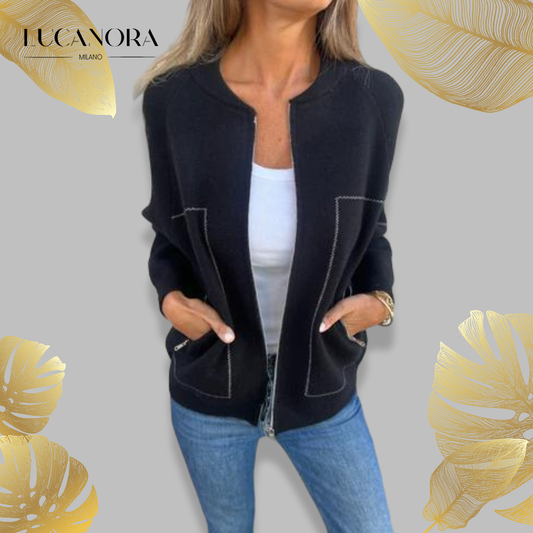 Hana Thatcher™ Casual zipped jacket with round neck