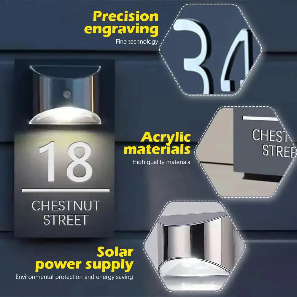 HomeDelux™ Personalized Modern Solar Door Sign