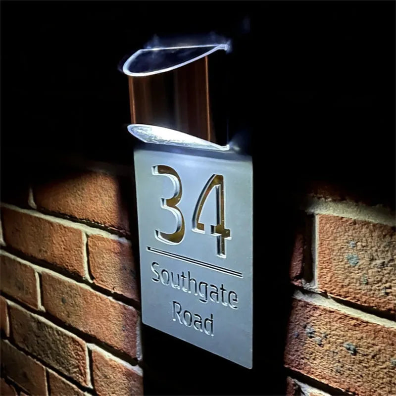 HomeDelux™ Personalized Modern Solar Door Sign
