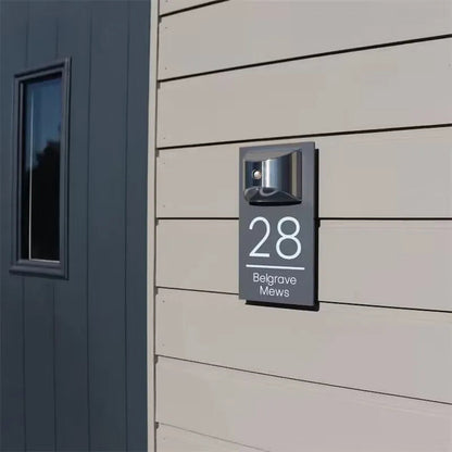 HomeDelux™ Personalized Modern Solar Door Sign