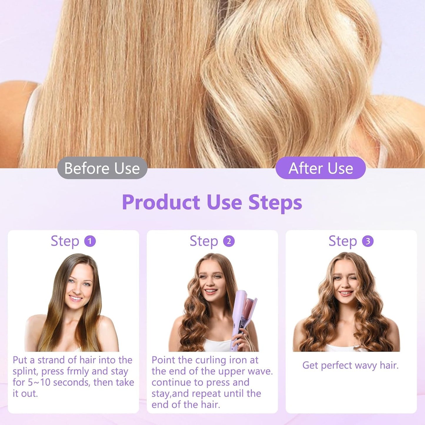 IonCurl Pro™ Gentle Ionic Curling Wand for Beautiful Waves