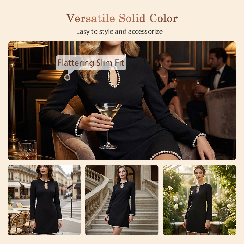 Isabella Ferretti™ Pearl Trim Keyhole Sheath Dress