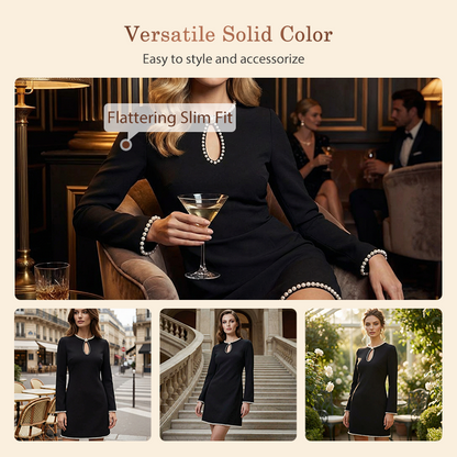 Isabella Ferretti™ Pearl Trim Keyhole Sheath Dress