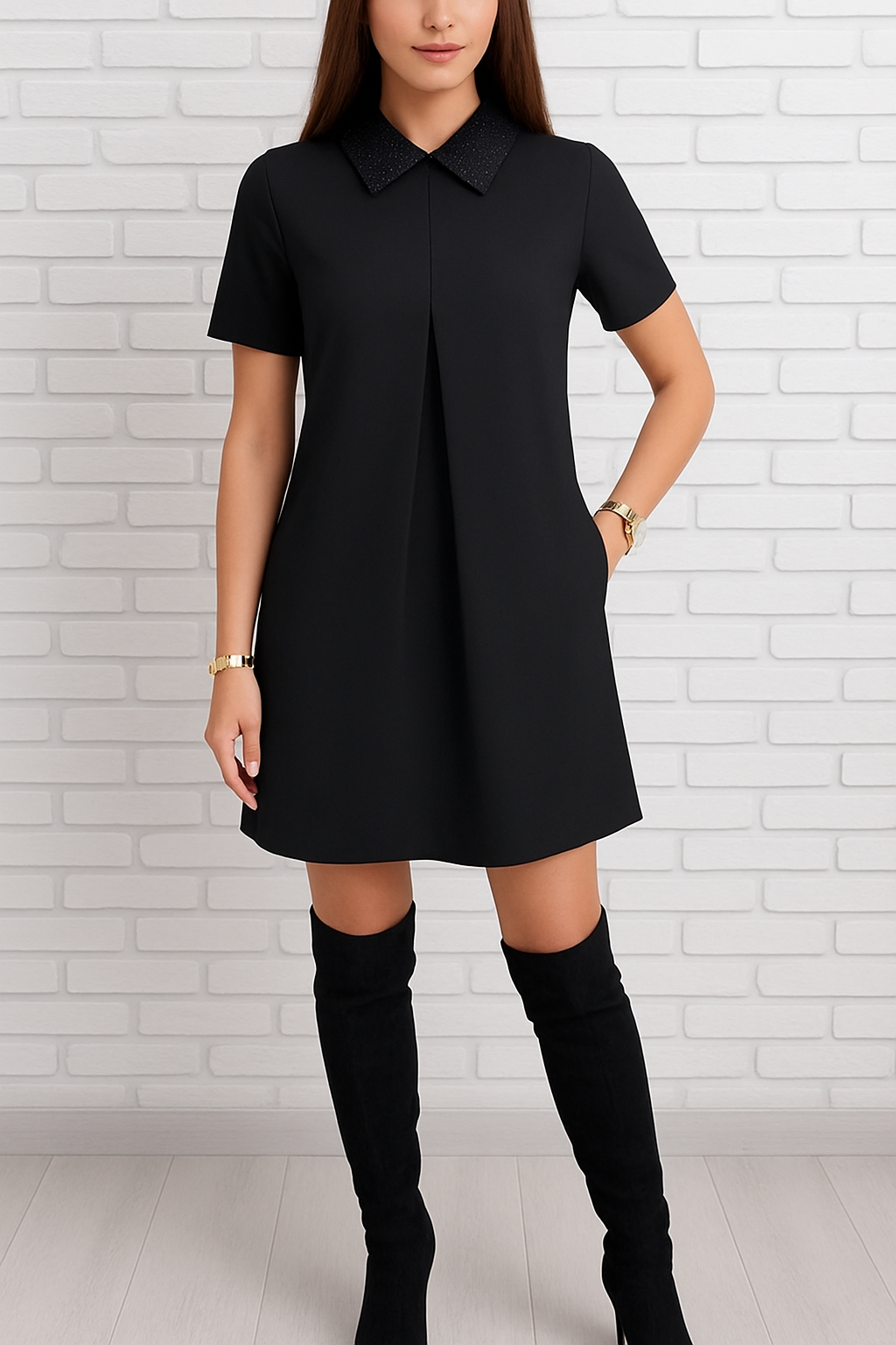 Isabelle Scartozzi™ Sparkling Collar A-Line Dress