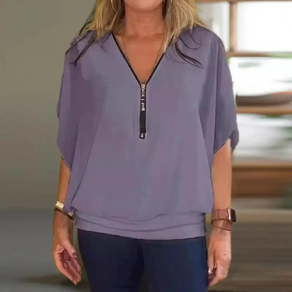 Kaylee™ Casual top with half zip