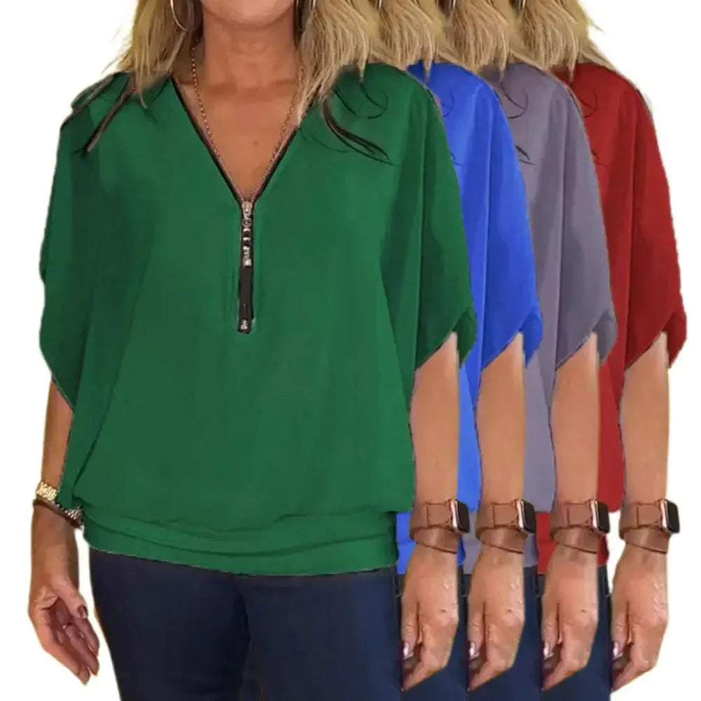 Kaylee™ Casual top with half zip