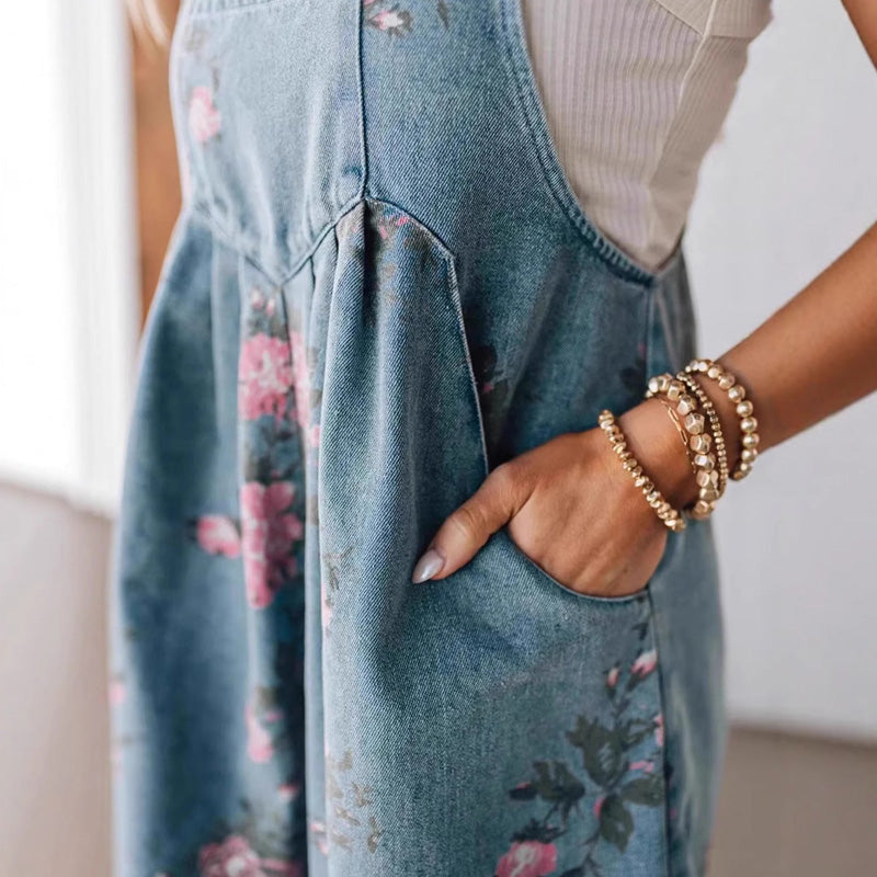 Leonia Bonzo™ Vintage Floral Denim Jumpsuit