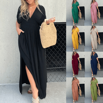 Magali Lucas™ Chiffon dress with V-neck and fixed waist