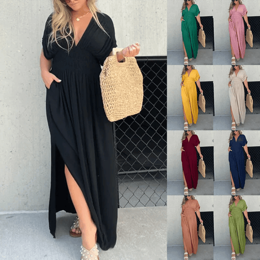 Magali Lucas™ Chiffon dress with V-neck and fixed waist