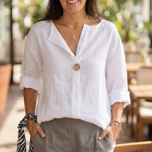 Mara Parco™ V-neck button down shirt
