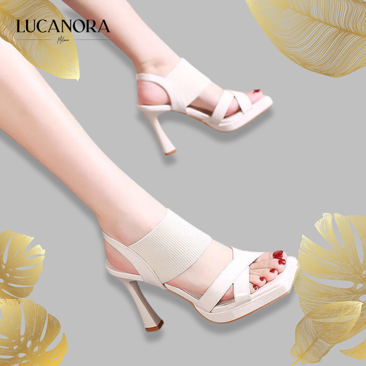 Marcella Mancini™ Square toe high heel and elastic ankle strap