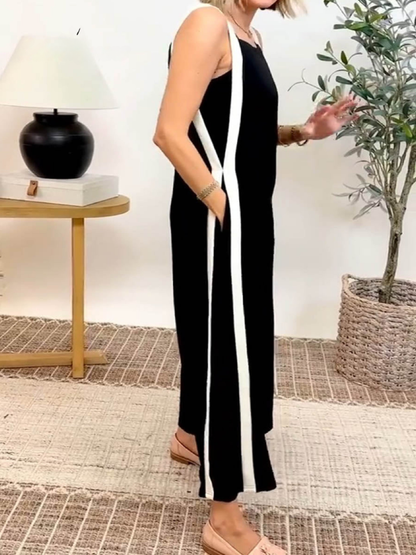 Marilena Fabian™ Contrast stitch wide leg jumpsuit