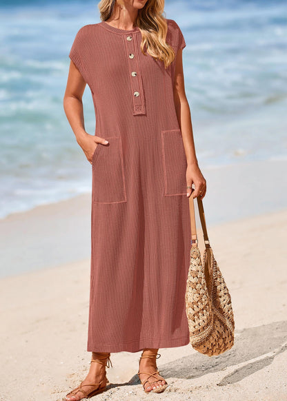 Marisa Scarpone™  Casual ribbed knit dress with pockets
