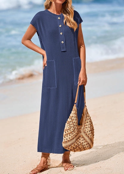 Marisa Scarpone™  Casual ribbed knit dress with pockets