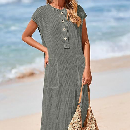 Marisa Scarpone™  Casual ribbed knit dress with pockets