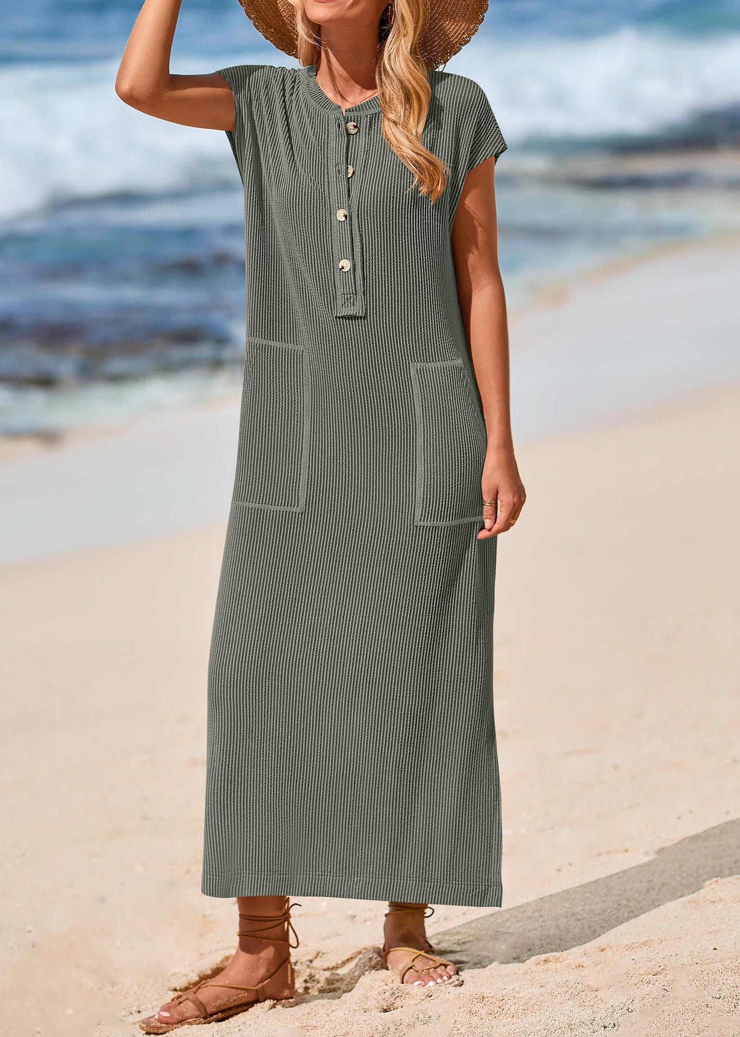 Marisa Scarpone™  Casual ribbed knit dress with pockets