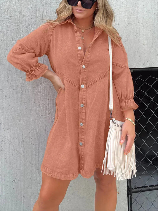 Markle Jeans™ Denim dress with puff sleeves
