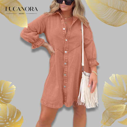 Markle Jeans™ Denim dress with puff sleeves