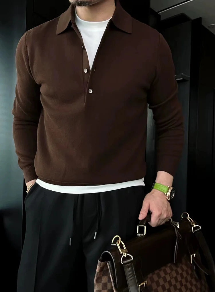 Martino Di Bernardo™ Men's Long Sleeve Knitted Polo Sweater