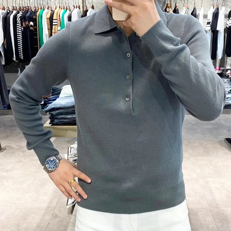 Martino Di Bernardo™ Men's Long Sleeve Knitted Polo Sweater