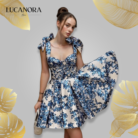 Marzia Grado™ Floral Print Bow Shoulder Dress