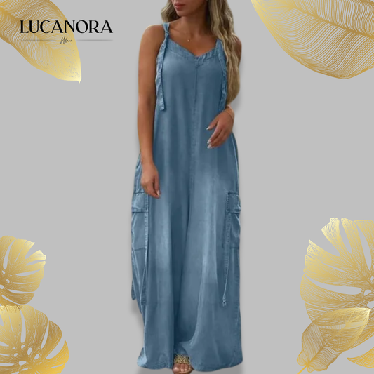 Massima Moceri™ Women's Loose Wide-Leg Jumpsuit with Pockets
