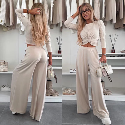 Michela Farina™ Crop Top Set - Round Neck & Elastic Waist