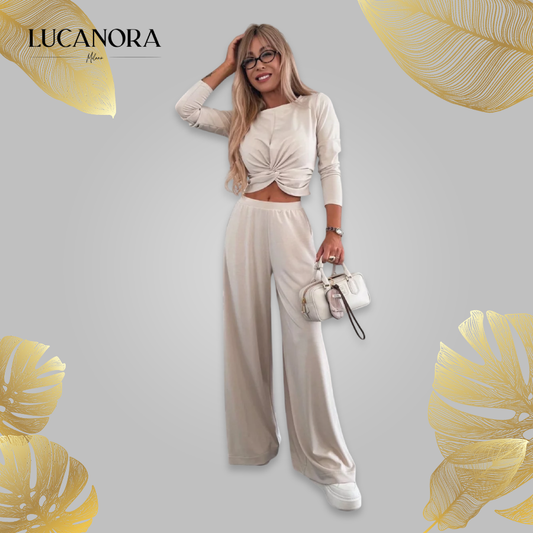 Michela Farina™ Crop Top Set - Round Neck & Elastic Waist