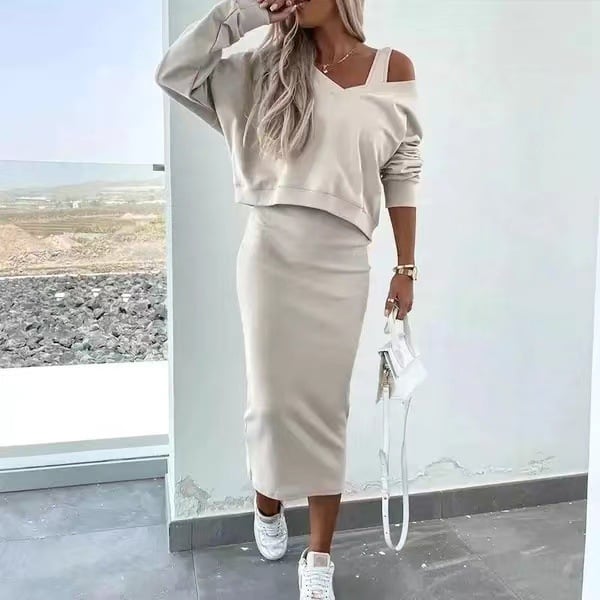 Milana Volta™ V-neck dress and sweatshirt set