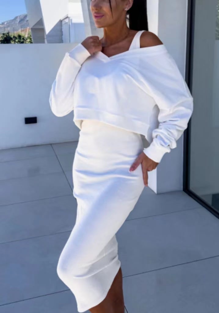 Milana Volta™ V-neck dress and sweatshirt set