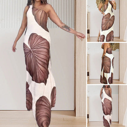 Mina Bezio™ One-shoulder maxi dress with print