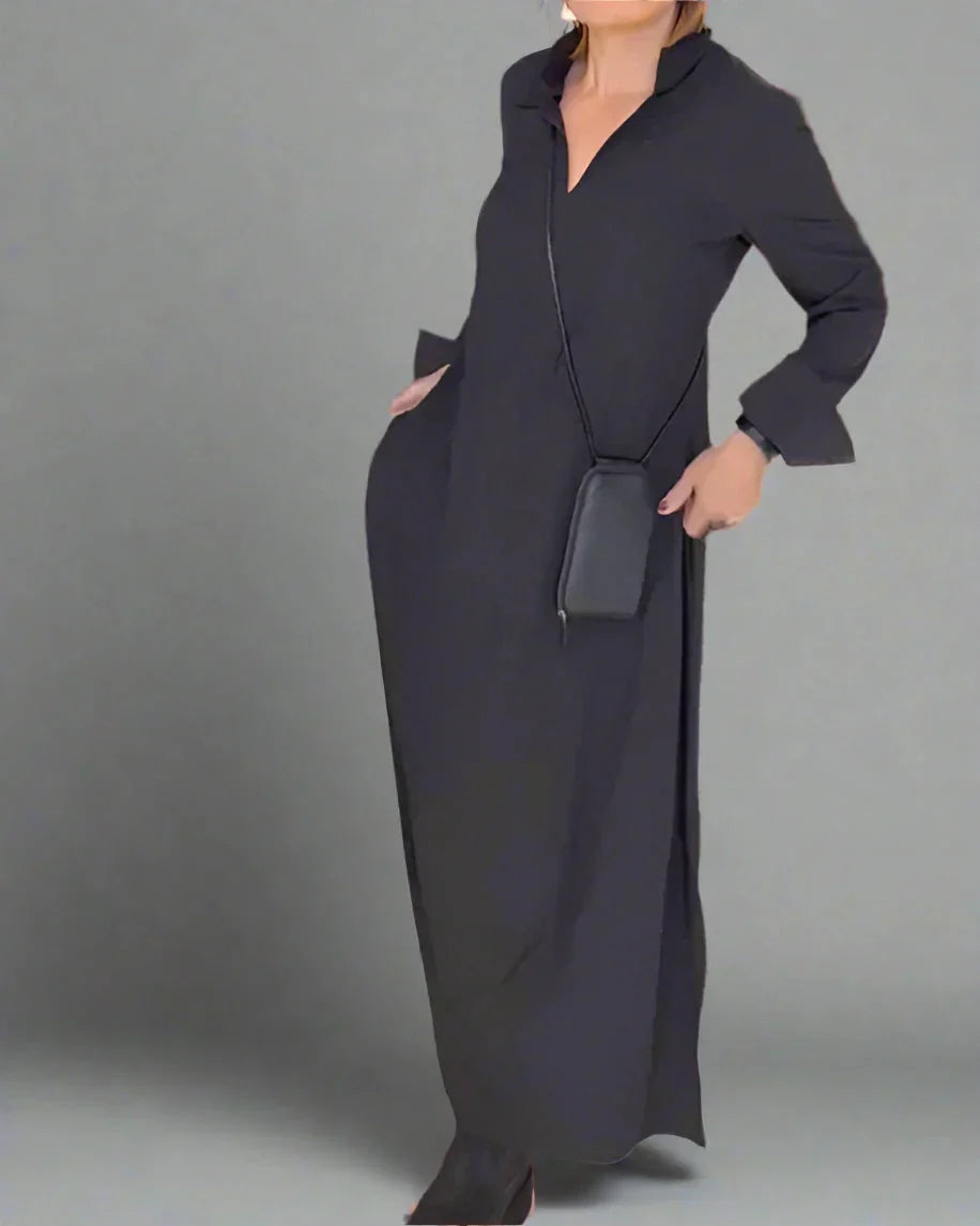 Mirta Saccoccio™ Elegant long casual shirt dress