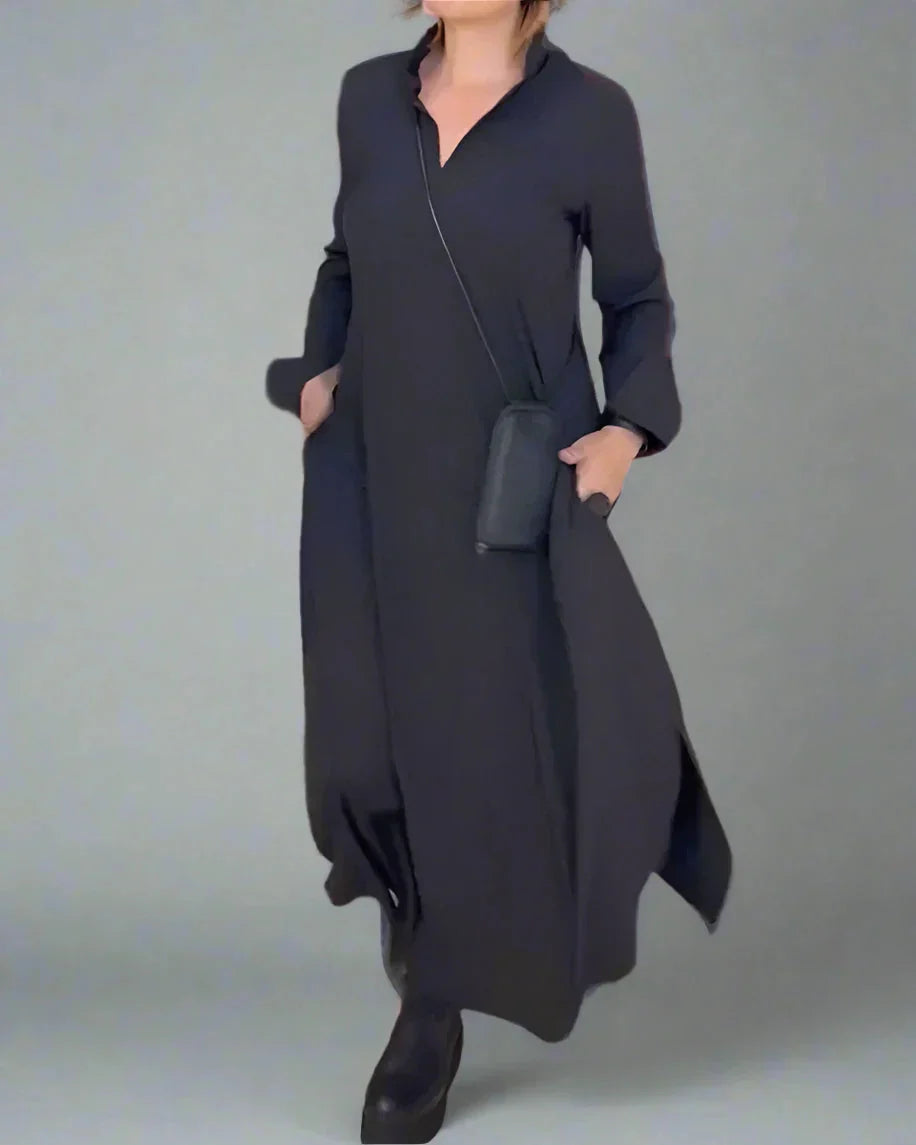 Mirta Saccoccio™ Elegant long casual shirt dress